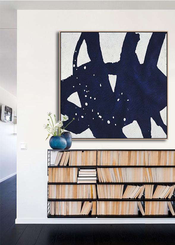 Navy Blue Minimalist Painting #NV185A - Click Image to Close